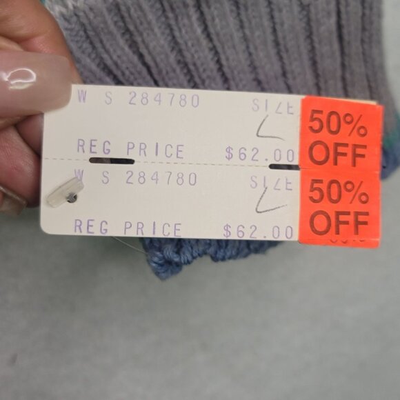 Vintage White Stag Sweater Large Linen Cotton Oversize Purple Gray Deadstock New - Picture 7 of 11